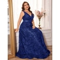 thumbnail image 5 of Plus Size Formal Dresses for Women with Embroidery Sequin and V-Neck, A-Line Maxi Dress for Wedding and Cocktail, 5 of 6