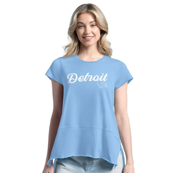 Women's Margaritaville Light Blue Detroit Lions Gametime Is Paradise T-Shirt