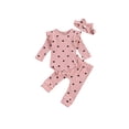 thumbnail image 3 of Aunavey Newborn Baby Girl Valentine Clothes Long Sleeve Heart Outfit Romper Pants Headband 3Pcs Set, 3 of 8