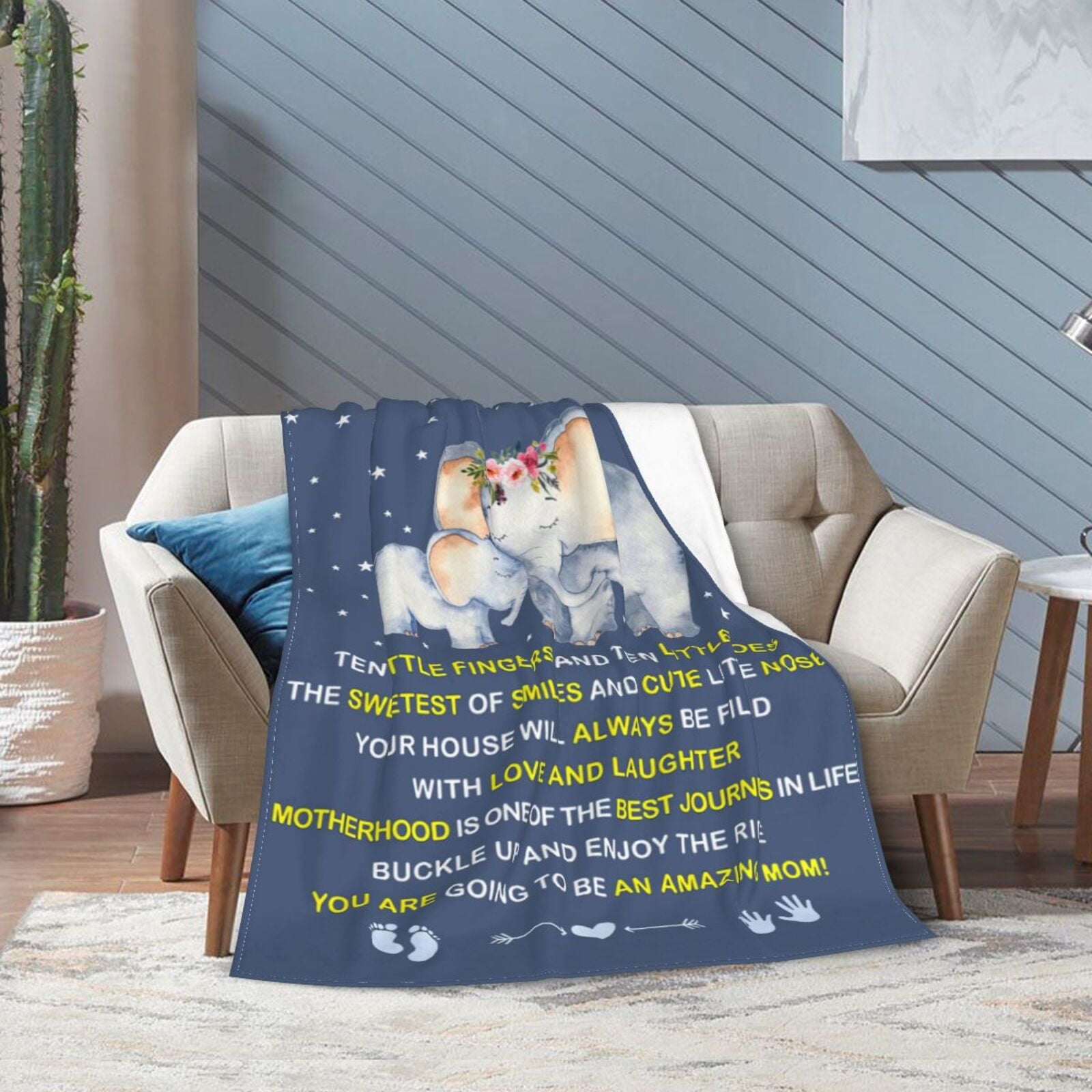 Wijzvio Mom To Be Throw Blanket Soft Fuzzy Fleece Blanket For Couch Bed Living Room Decoration 60"X50"