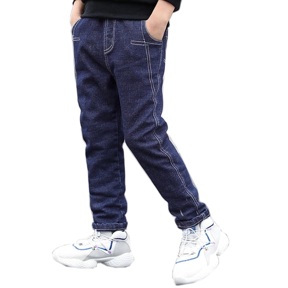 Kids Boys Slim Jeans Child Denim Pants Spring Fall Casual Elastic-Waisted Trousers For 4-10 Years