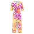 thumbnail image 5 of TaTaai Womens Jumpsuit Pants Short Sleeve V Neck Back Zipper Side Pocket Geometric Print Solid Soft Lightweight Casual Romper for Summer Gift, 5 of 5