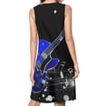 thumbnail image 2 of Blue guitar notes Spring Summer Dresses for Women Fashion T-shirt Dress Casual Sleeveless Loose Sundress with Pockets, 2 of 5