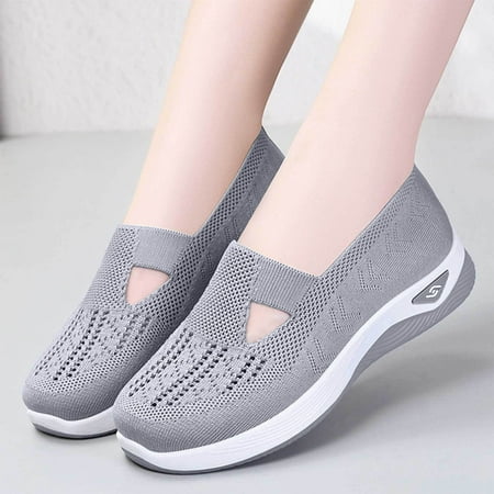 Xysaqa Black Flats for Women  Slip on Flats Shoes Women s New Large Size Casual Mesh Slip-on Women s Shoes Soft Sole Breathable Fashion Mother Shoes Female Zapatos Mujer on Clearance