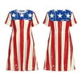 thumbnail image 3 of Bixox Robe d'Été à Manches Courtes pour Femmes Robe Ample Longueur Genou avec Poches-Flags Américains2, 3 of 7