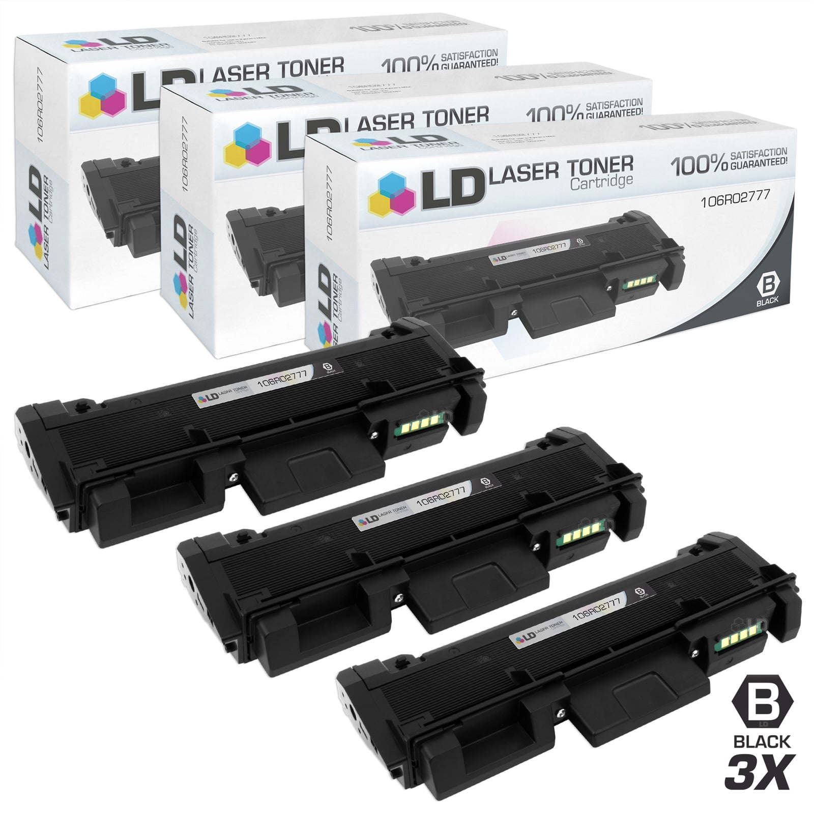 LD Compatible Replacement for Xerox 106R02777 High Capacity Black Toner Cartridges 3-Pack for ...