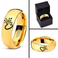thumbnail image 4 of Tungsten Flower Heart Band Ring 7mm Men Women Comfort Fit 18k Yellow Gold Dome Polished, 4 of 4