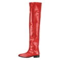 thumbnail image 2 of YDN Women Fashion Winter Over The Knee Boots Round Closed Toe Flat Heel Riding High Boots Pull On Warm Outfit Shoes Size 7 Red, 2 of 4