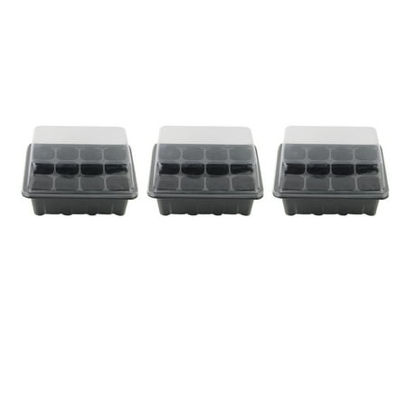 

3-Pack Seed Starter Tray Seedling Kits Plant Starter Kit with Dome and Base Indoor Greenhouse Mini Propagator for Seeds Growing Starting (12 Cells per Tray Black)