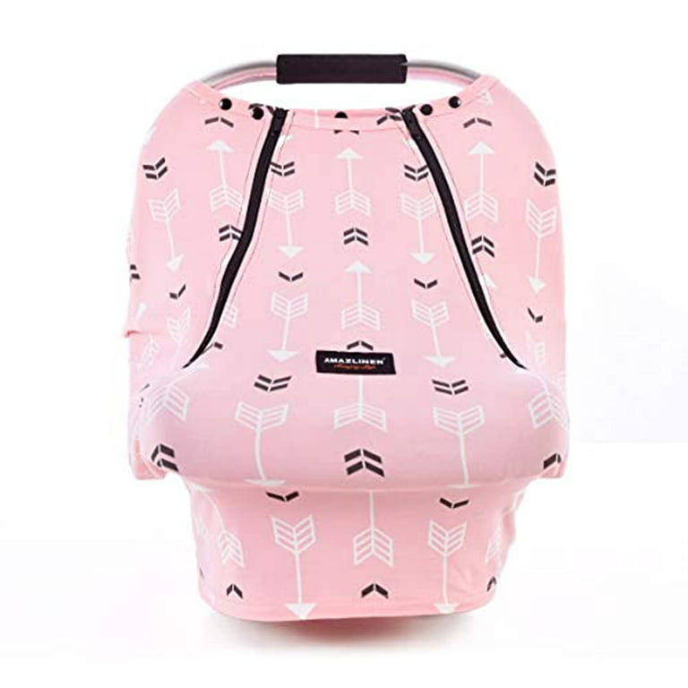  Infant Car Seat Canopy Pink for Baby Girls, 2 in 1 Carseat  Covers for Babies, Soft Minky Plush Backing Baby Car Seat Cover, Nurisng  Cover Up for New Mom : Baby