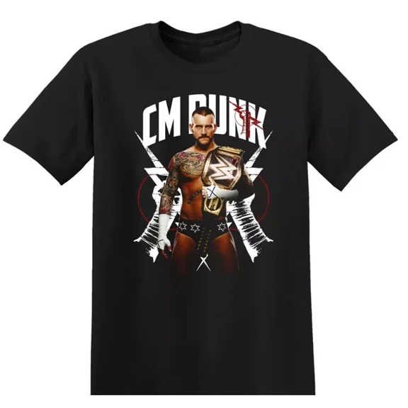 WWE CM Punk Wrestling Black T-Shirt 2025