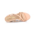 thumbnail image 4 of BLISSFUL STEP Women's Solid Color Strappy Slingback Block High Heels Sandals Nude Pink 6, 4 of 7
