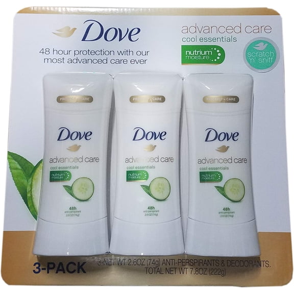 Dove Advanced Care Cool Essentials Antiperspirant, 2.6 Ounce (Pack of 3)