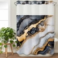 thumbnail image 3 of Black Golden Marble No Hook Shower Curtain Waterproof, Bathroom Curtains with Snap in Liners and See Through Top Window, Modern Ink Painted Abstract Hotel Style Bathtub Curtains Shower 48"Wx72"L, 3 of 8