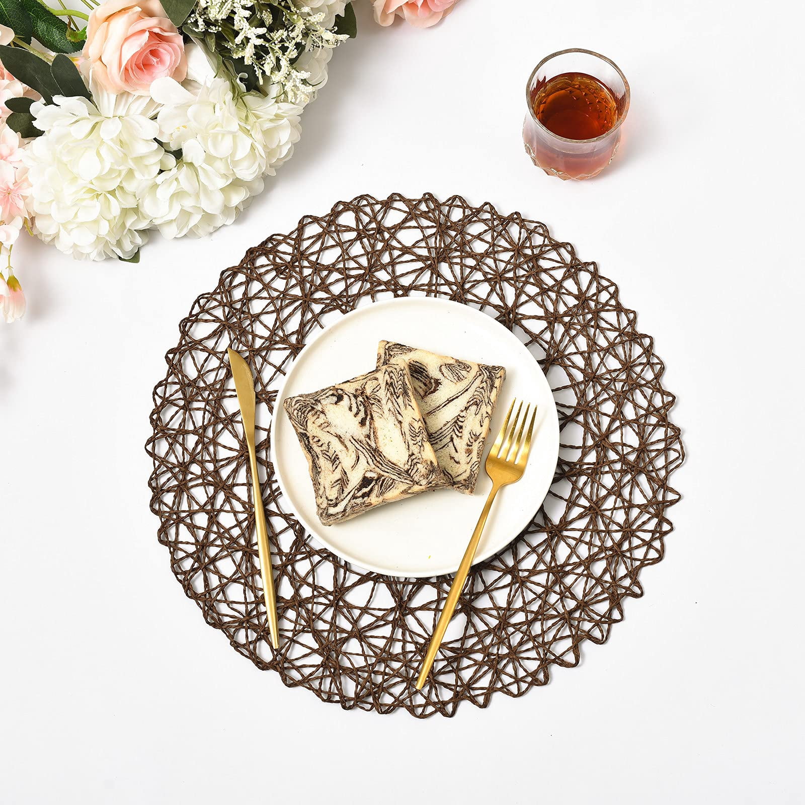 Clearance! Aminojy Decorative Table Mats - 6 Pack Fine Paper Rope Placemats - Ideal for Restaurant Tables and Kindergarten DIY
