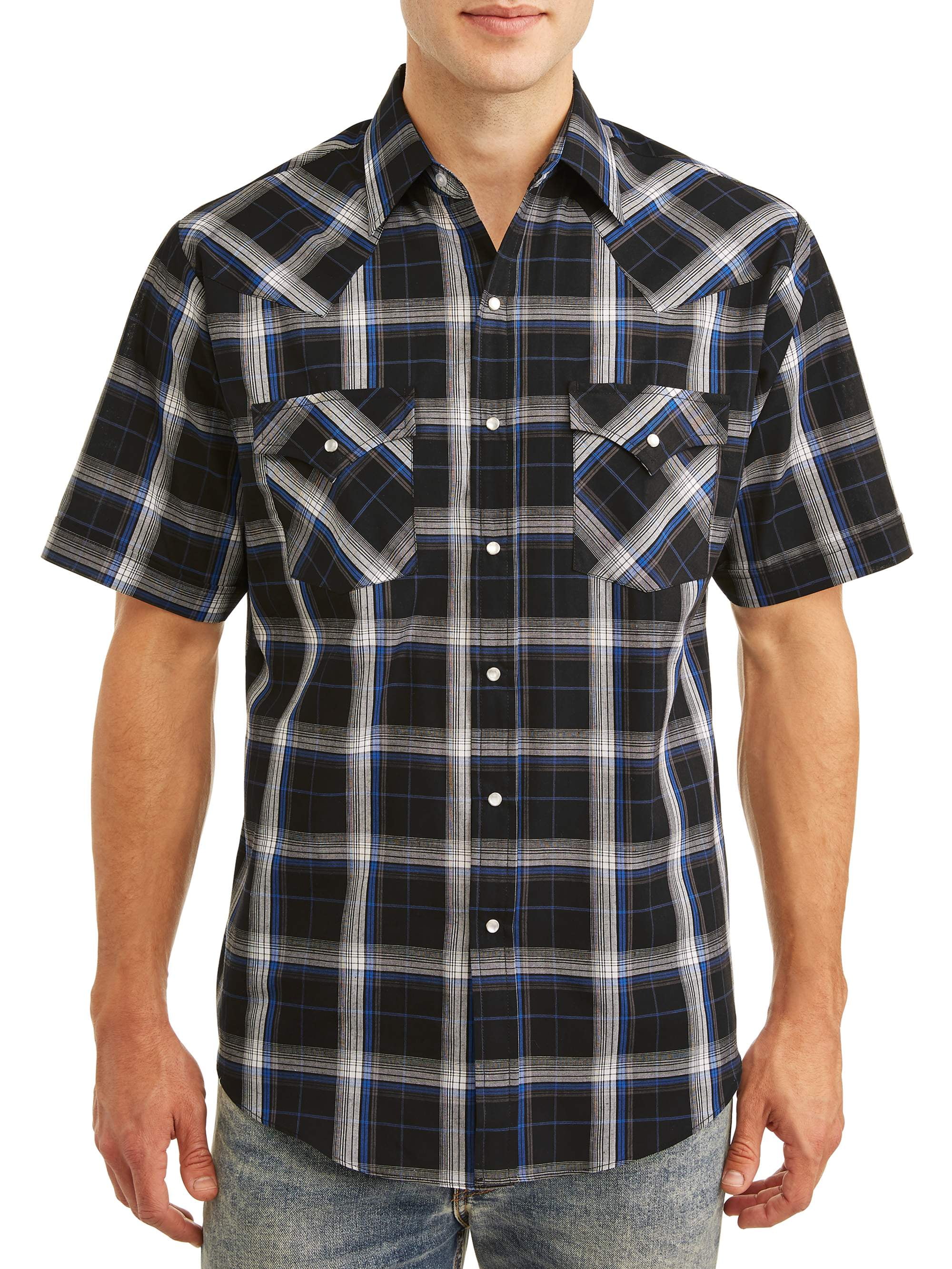 Plains Men's and Big Men's Short Sleeve Plaid Western Shirt - Walmart.com