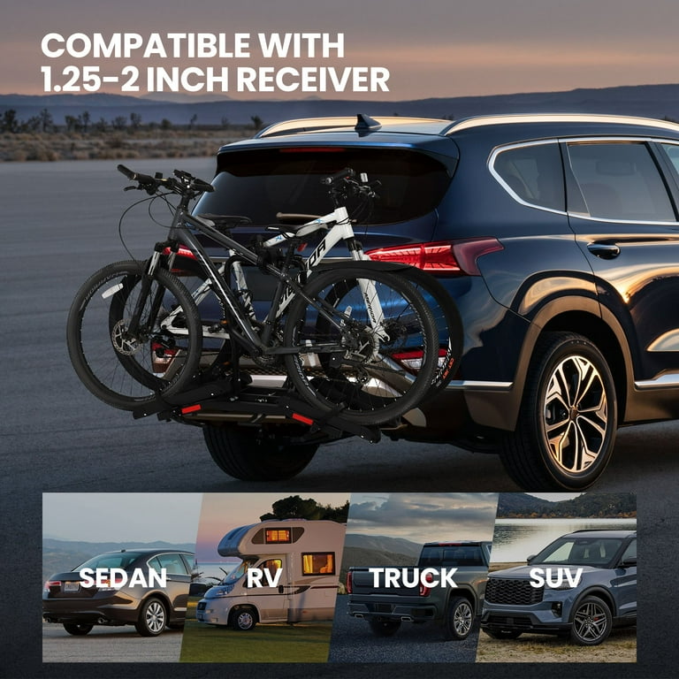 Gyzj E-Bike Rack with Ramp,Foldable Hitch Mount 2 Bikes Rack for Car Truck SUV RV,Up to 5-inch Fat Tire Electric Bike Carrier Rack 1.25 inch-2 inch Gyzj E-Bike Rack with Ramp,Foldable Hitch Mount 2 Bikes Rack for Car Truck SUV RV,Up to 5-inch Fat Tire Electric Bike Carrier Rack 1.25 inch-2 inch