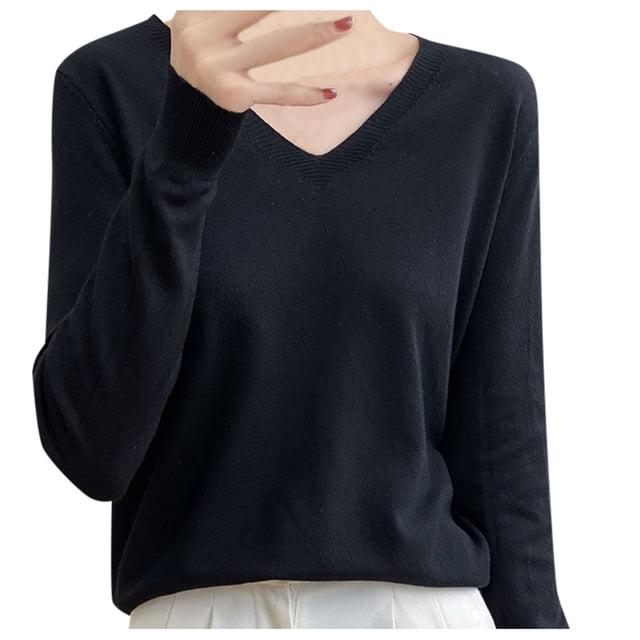 Kcodviy Women Solid Color Long Plus Size Summer Tops Sleeve Knit Sweater Top Tunic Tops for Women Plus Size Wool Pullover Sweater Base Plus Size Swim Top Sweater for Women
