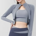 thumbnail image 5 of IROINNID Women's Zip Up Jacket Long Sleeve Solid Color Round Neckline Outwear, Comfy Wear Color Matching Long Speed Dry Tight Slimming Sports Fitness Running Yoga Jacket, 5 of 7