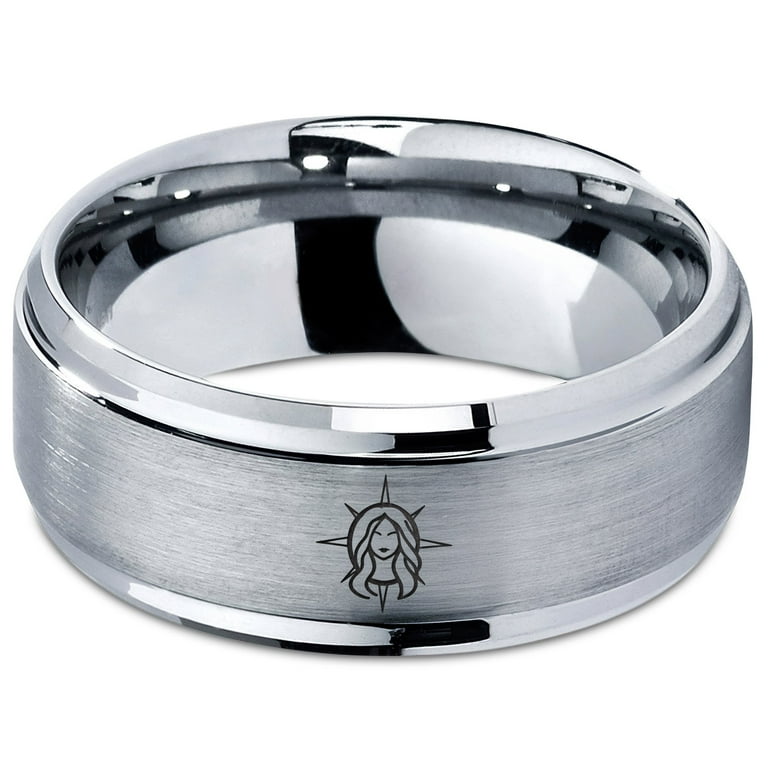 Tungsten Ring Valentine Gift Grey Mens Wedding Band Gamer Patterns