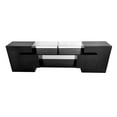 thumbnail image 6 of Unique Shape TV Stand with 2 Illuminated Glass Shelves, High Gloss Entertainment Center for TVs Up to 80", Versatile TV Cabinet with LED Color Changing Lights for Living Room, Black, 6 of 12