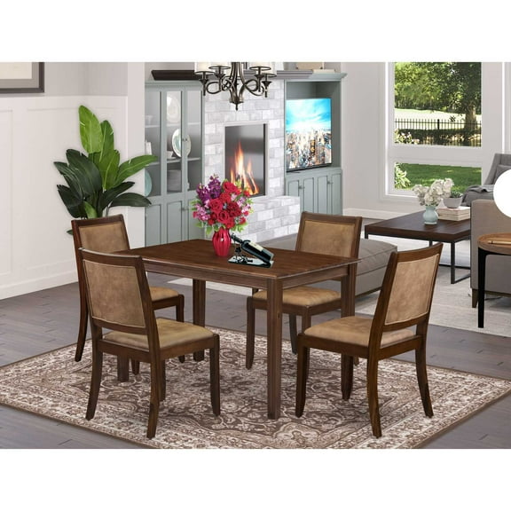 East West Furniture Yarmouth 5-Piece Kitchen Dining Set in Walnut Finish