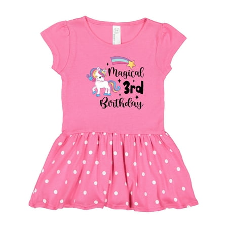 

Inktastic Magical 3rd Birthday Rainbow Unicorn with Star Gift Toddler Girl Dress