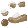 thumbnail image 4 of Rokment Women's Transparent Band Platform Slides Backless Dress Sandals 2026 Summer Casual Clear Wide Straps Chunky Wedge Heels Slip on for Vacation, 4 of 6