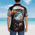 thumbnail image 4 of Pofeuu USA Bald Eagle Print Hawaiian Shirt for Men Sleeves Casual Button Down Summer Beach Dress Shirts T-Shirts,Medium, 4 of 7