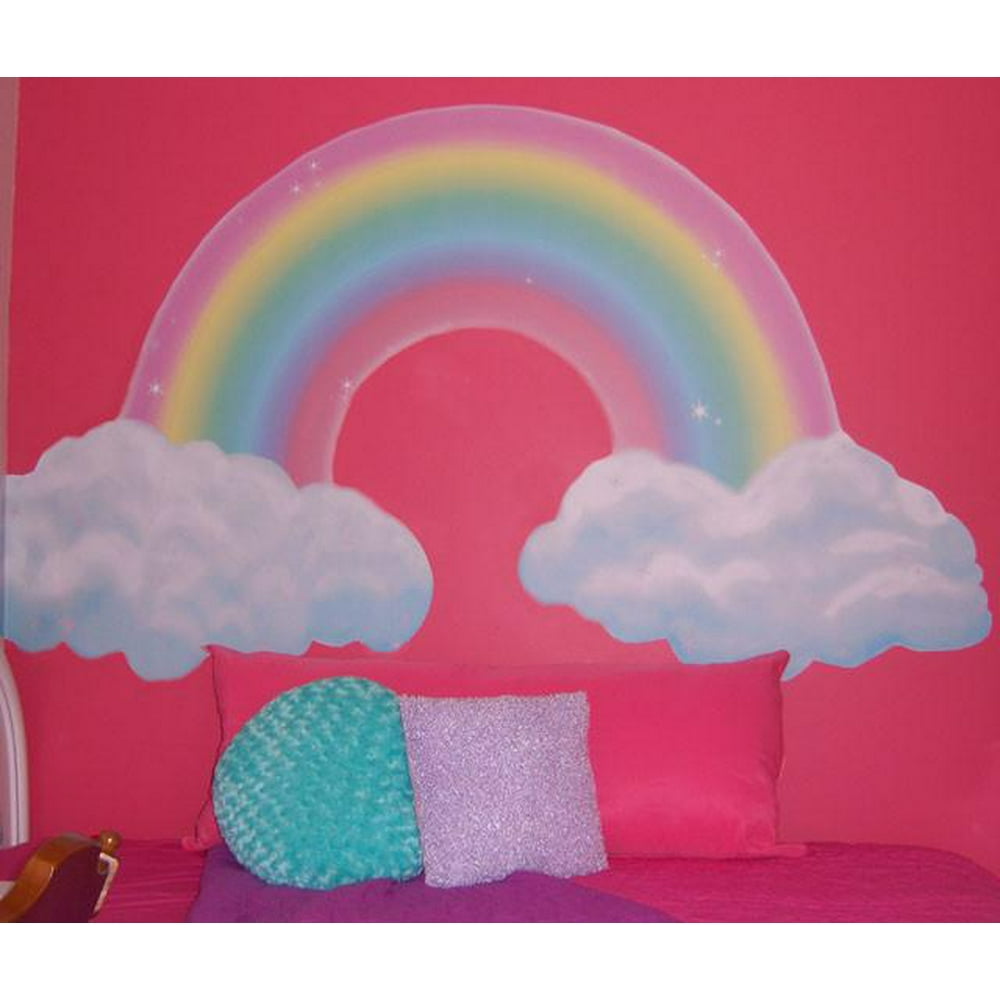 Rainbow Mural Pastel Rainbow Wall Mural Pretty Girls Room Mural