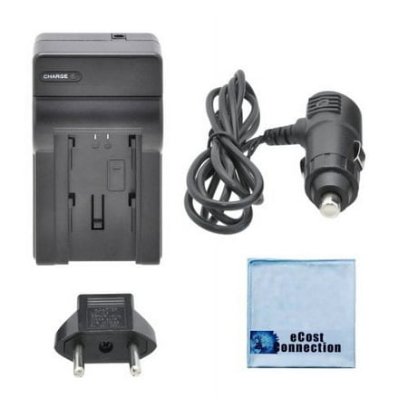 Image of Battery Charger for Canon LP-E8 Camera Battery + eCostConnection Microfiber Cloth