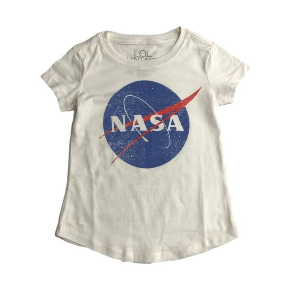 Girls Short Sleeve White NASA Space Tee Shirt X-Small 4-5