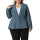 thumbnail image 1 of Blazer de mujer plus size Agnes Orinda con botones, panel con muesca y volantes en peplum 2X gris azul, 1 of 6