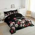 thumbnail image 3 of jejeloiu Retro Flowers Queen Comforter Set,Colorful Floral Blossom Bedding Sets,Rustic Plant Theme Bedding Comforter Set For Girls Teens,Microfiber Bedroom Decor Reversible,3-Piece, 3 of 8