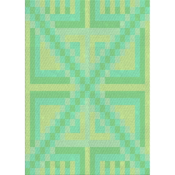 Ahgly Company Machine Washable Indoor Rectangle Transitional Green Area Rugs, 5' x 7'