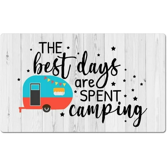 The Best Days are Spent Camping Camper RV Funny Welcome Decoration Doormat Entrance Way Non-Slip Door Mats Front Indoor or Outdoor Living Room Kitchen Bedroom Area Rugs 16x24 Inch