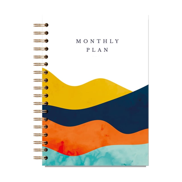 Fankiway Plan Book In English,-Border Coil Schedule Book with Separate Pages, Creative Monthly Plan Notebook