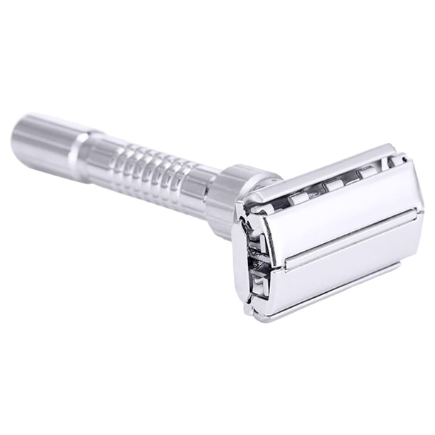 Maquinilla de afeitar de seguridad Seitruly doble filo chapada con 5 cuchillas reutilizables para hombres de viaje