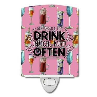 Caroline's Treasures BB5408CNL Coctails Drink Often Sign Ceramic Night Light, 6x4x3", multicolor