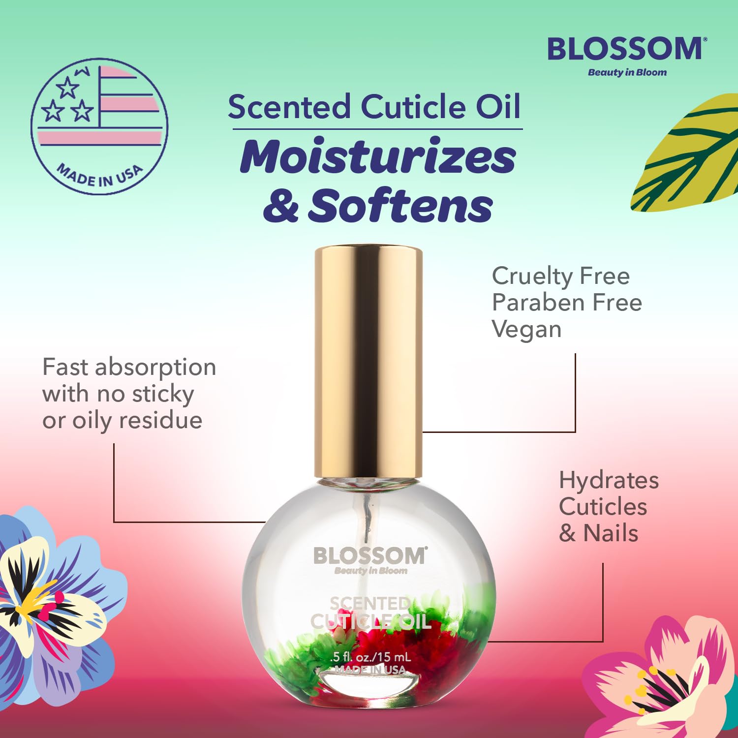 Blossom Watermelon Hydrating Cuticle Oil with Real Flowers photo 3