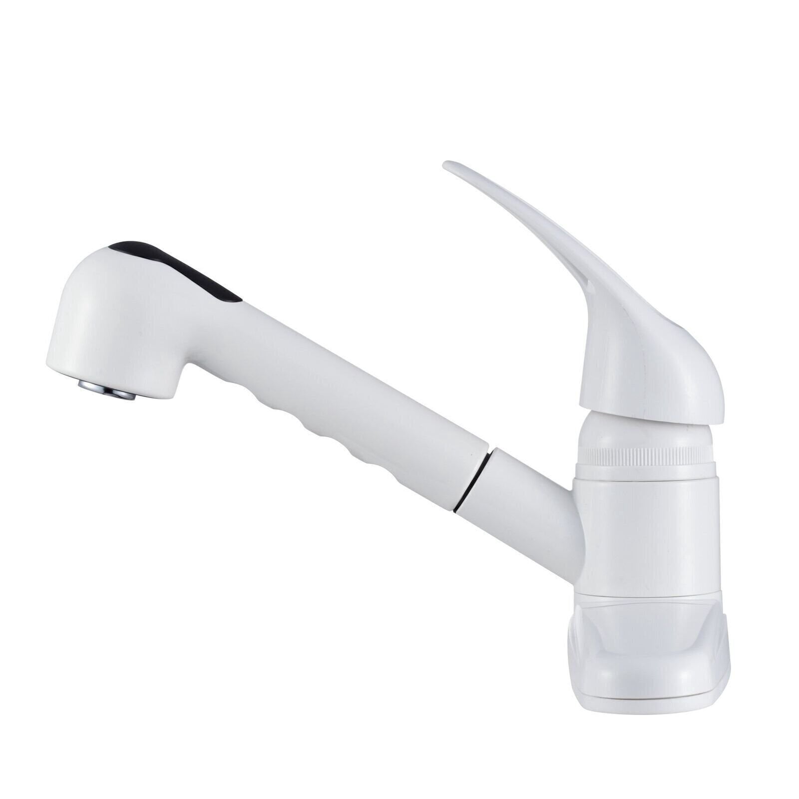 Dura Faucet DF-PK100-WT Non-Metallic Pull-Out RV Kitchen Sink Faucet - Single Handle (White)