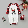 thumbnail image 4 of Family Christmas Pajamas Matching Sets Graphic Alphabet Letter Printed Long Sleeve Shirts Xmas Sleepwear Outfits Pullover Crew Neck Tops and Plaid Pants Brick Red Baby 12-18 Months, 4 of 4