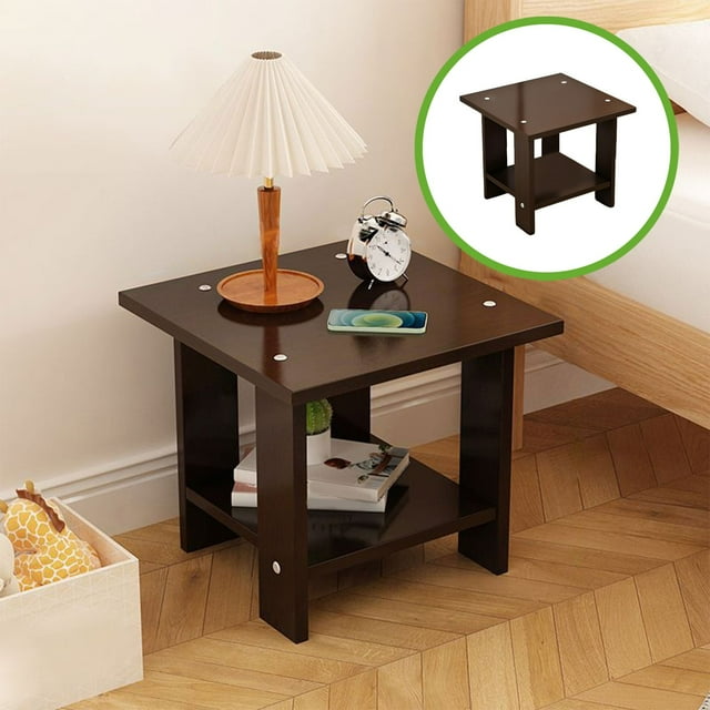 Ftwytp Table d'Appoint en Bois Compact Moderne avec Rangement, Table Basse de Chevet Multi-Usage Gain de Place pour Chambre Salon Petit Appartement, Construction Robuste & Assemblage Facile