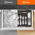 thumbnail image 5 of Lifewit Silverware Drawer Organizer, Expandable Utensil Tray for Kitchen, BPA Free Flatware and Cutlery Holder, Adjustable Plastic Storage for Spoons Forks Knives, 8.5"-14.1" x 12.1", Black, 5 of 9
