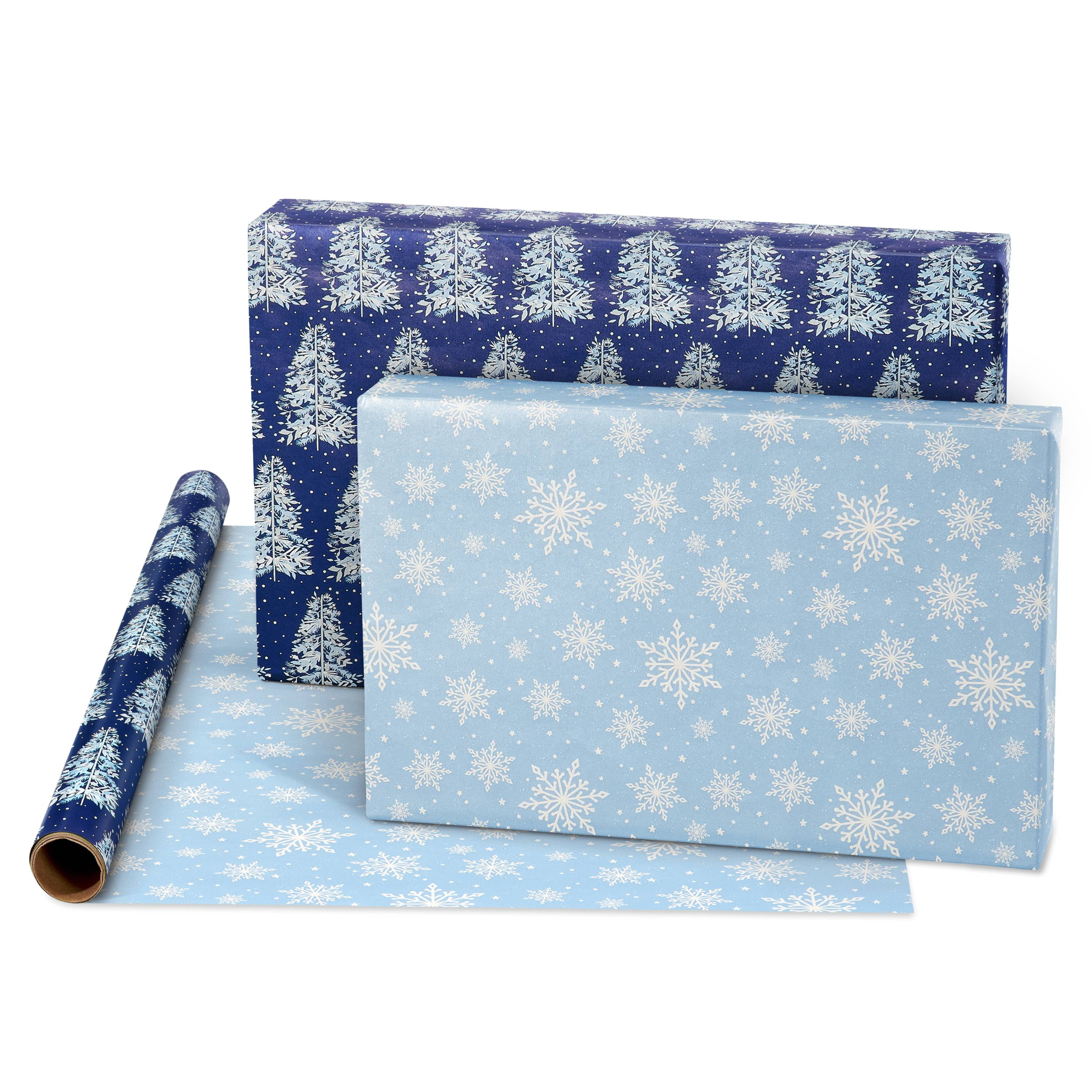 American Greetings 80 sq. ft. Reversible Blue Wrapping Paper Bundle for  Christmas, Snowflake, Reindeer, Holiday Test (4 Rolls 30 in. x 8 ft.)