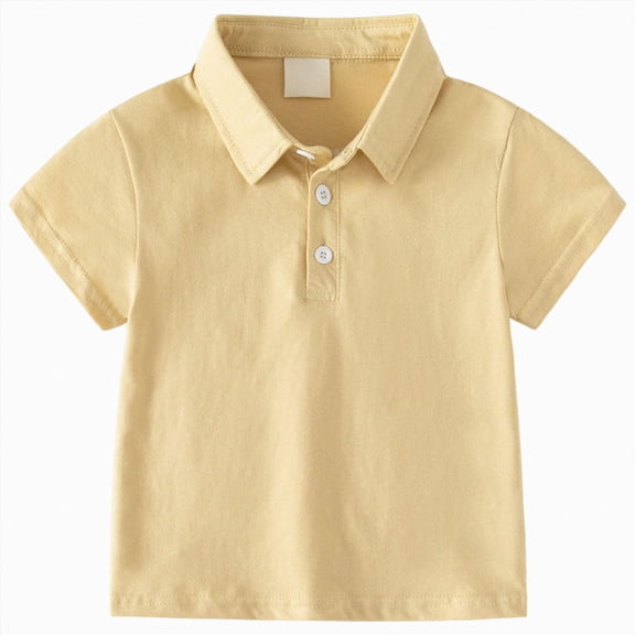 TOWED22 Toddler Boys Shorts Sleeve Polo Shirts Soild Color School Uniform Tops Baby Boy Summer Clothes(Beige,3-4 Y)