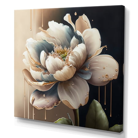 Designart Cream White Flower Canvas Wall Art