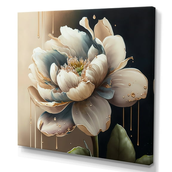 Designart Cream White Flower Canvas Wall Art