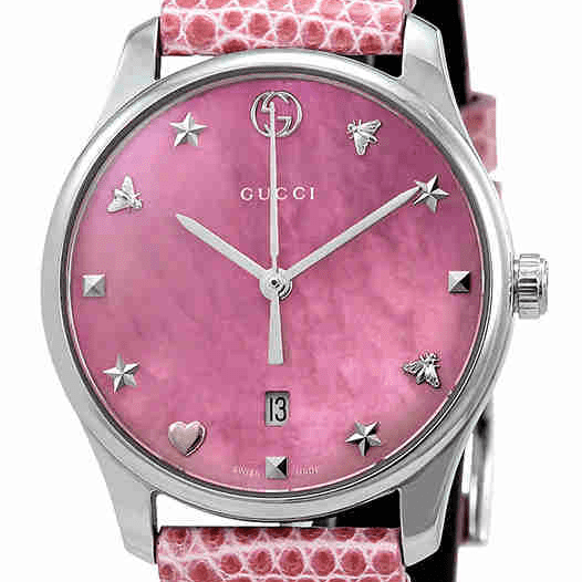 Gucci Women's G-Timeless Mother of Pearl Star 38mm Watch YA126584