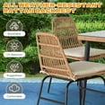 thumbnail image 4 of Tappio 5 Pieces Indooor Chairs, Kitchen & Dining Room Chairs with Waterproof Cushions and Glass Dining Table, Log Color PE rattan, Beige, 4 of 9